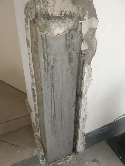 Pilar após nova concretagem — Cond. Edf. Damasco, Pituba